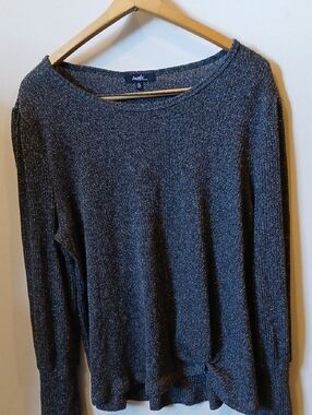 Angels Women's XL Metallic Charcoal Scoop Crewneck Sweater